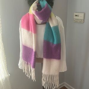 Roffe Save the Ocean multi color fringe scarf NEW
